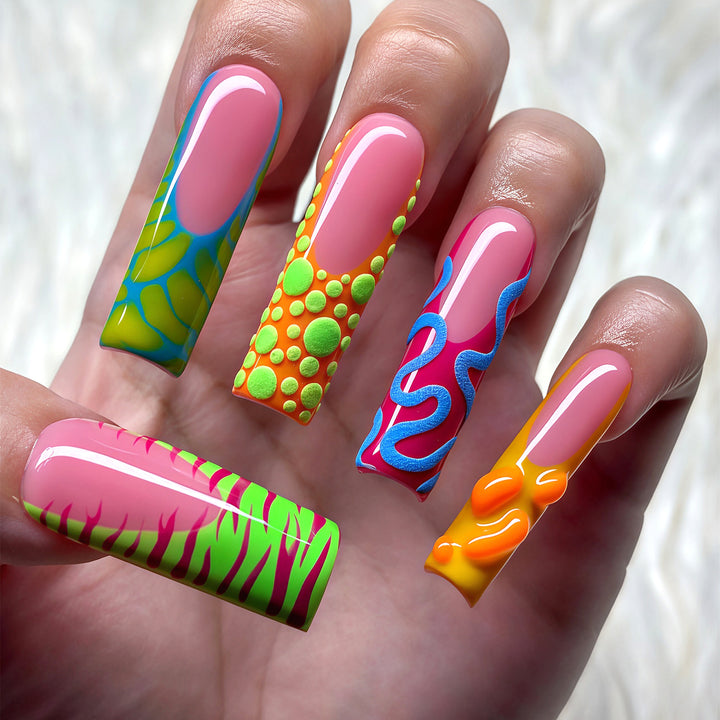Vibrant Abstract Nail Art Tips Kalsten