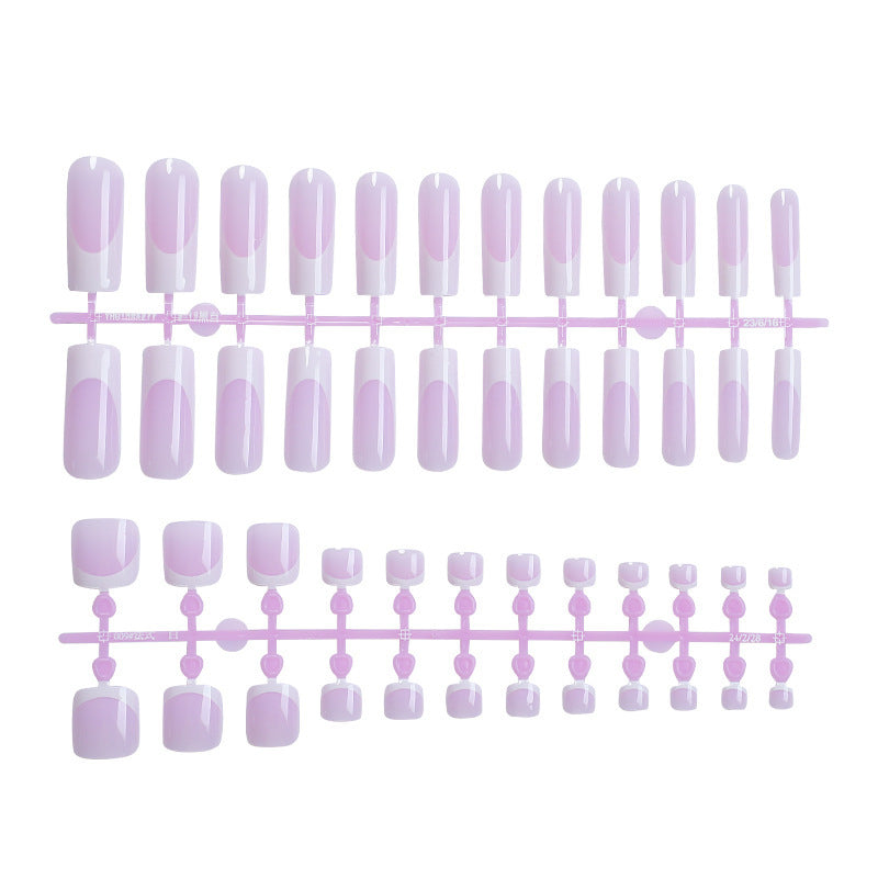 Creative Nail Set with Elegant French Tip and Glitter Effects Kalsten