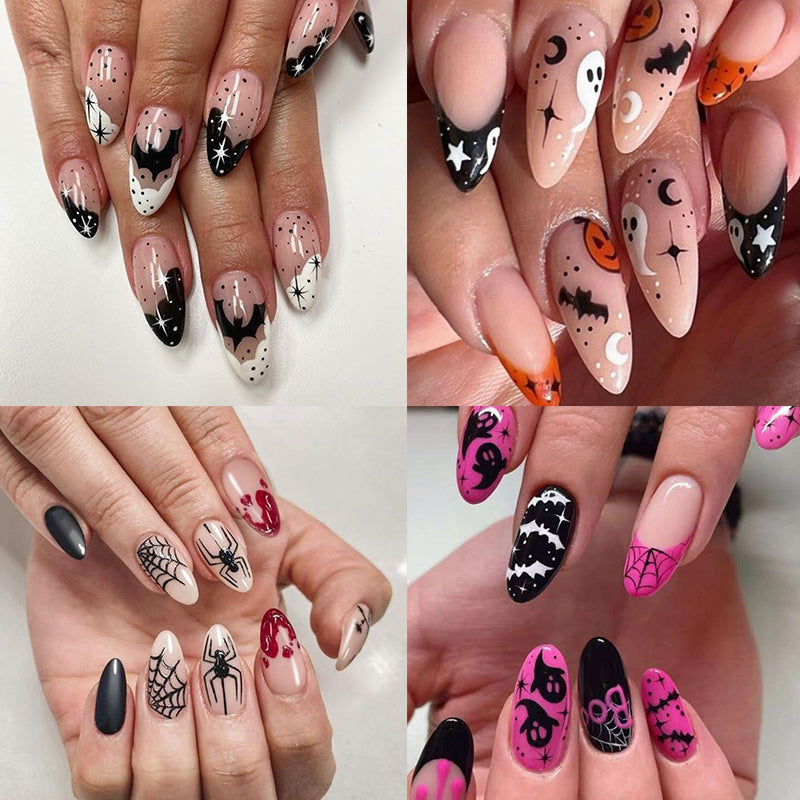 Artful Ghost-Themed Press-On Nails Kalsten