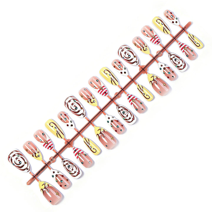 Artificial nail set with luxurious color accents and sparkling embellishments Kalsten