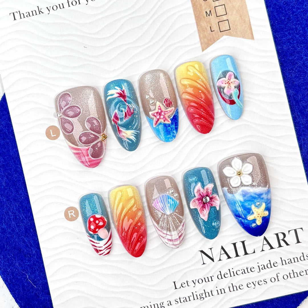 Decorative artificial nails in summer design Kalsten