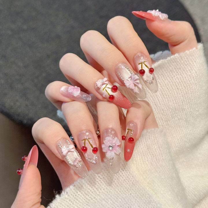 Artistic Cherry Blossom Press-On Nails