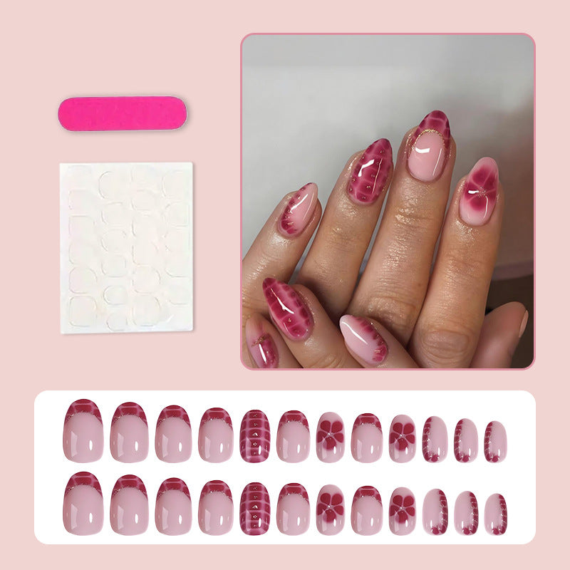 Artificial nail set with creative flower and diamond patterns Kalsten
