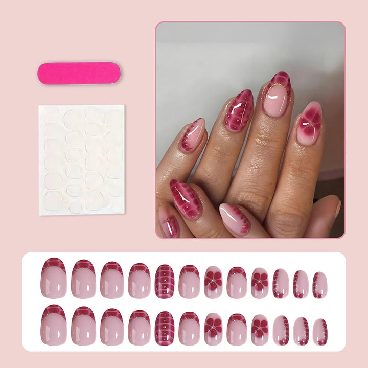 Artificial nail set with creative flower and diamond patterns Kalsten