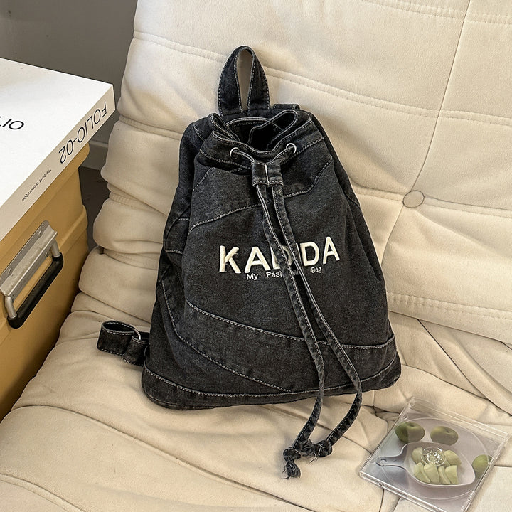 Casual Drawstring Denim Backpack Kalsten