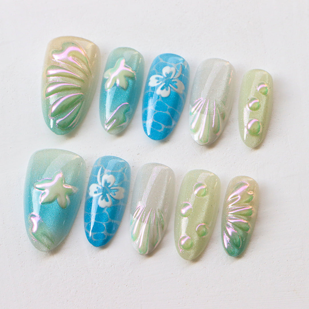 Tropical Floral Press-On Nail Art Set