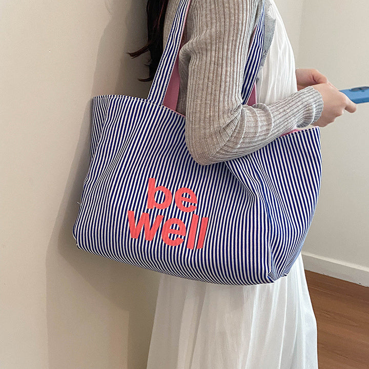 Striped Canvas Tote Bag