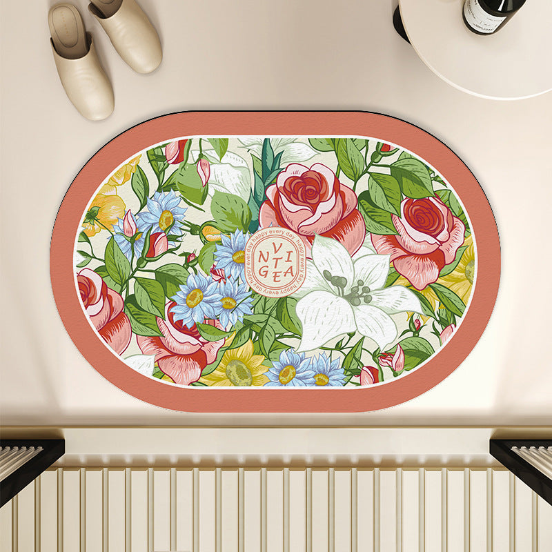 Floral-Themed Indoor Area Mat