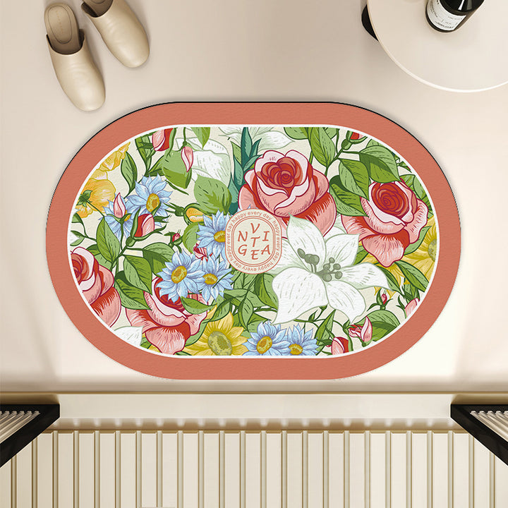 Floral-Themed Indoor Area Mat