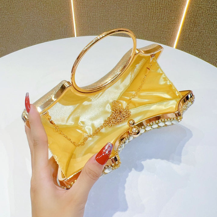 Rhinestone-Embellished Clutch Handbag