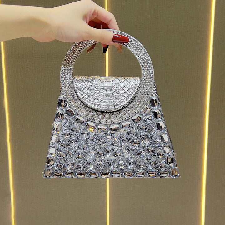 Rhinestone-Studded Handheld Evening Clutch