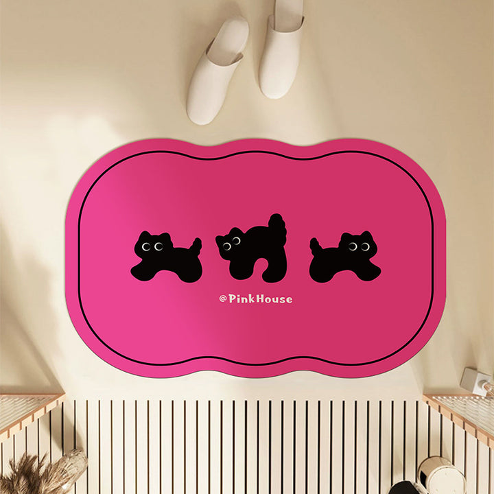 Cloud-Shaped Microfiber Anti-Slip Absorbent Bathroom Mat with Cartoon Dog Print
