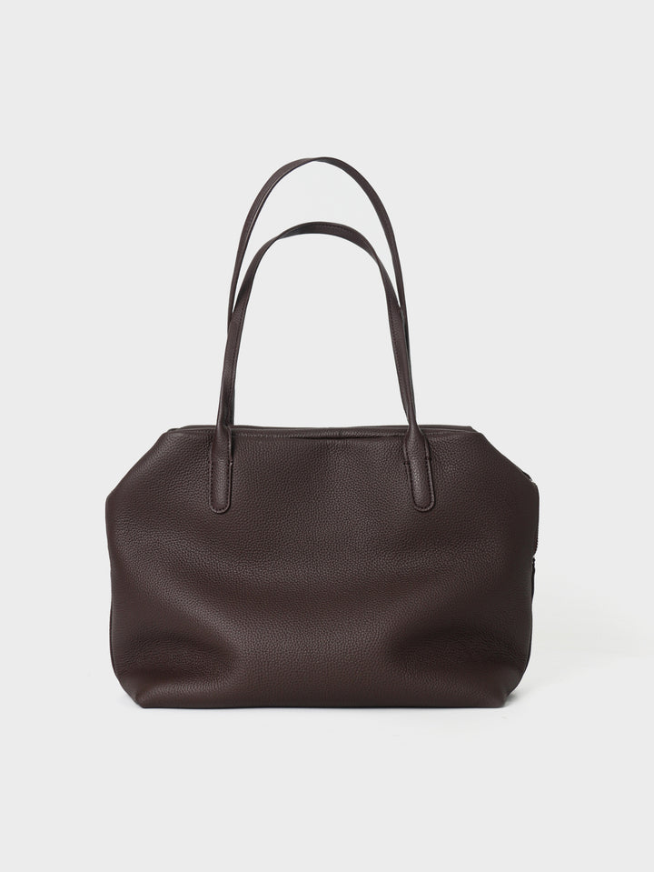 Pebbled Leather City Tote with Extended Shoulder Handles