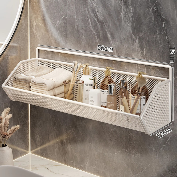 Wall-Mounted Mesh Bathroom Organizer Shelf