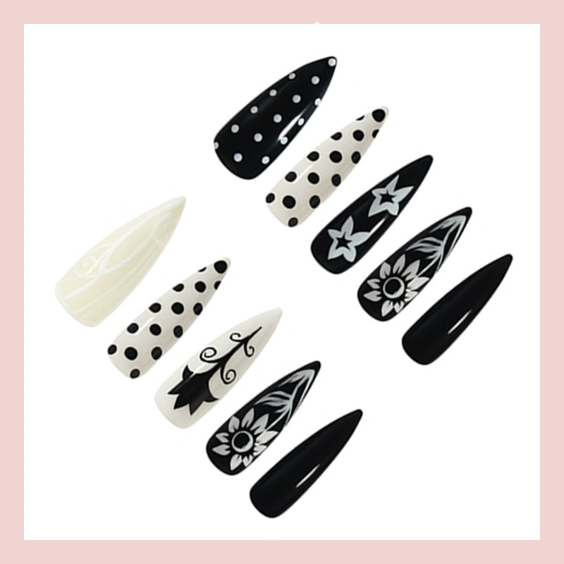 Acrylic Nail Set with Stylish Graphic Patterns Kalsten