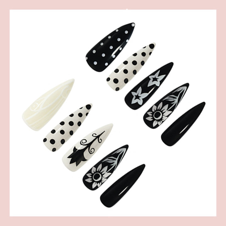 Acrylic Nail Set with Stylish Graphic Patterns Kalsten