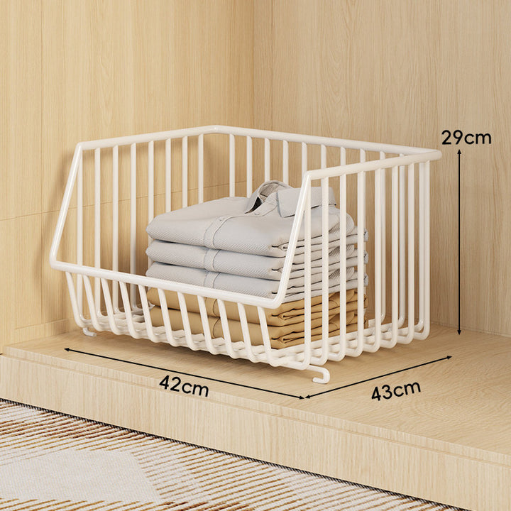 Three-Tier Stackable Wire Closet Basket Organizer
