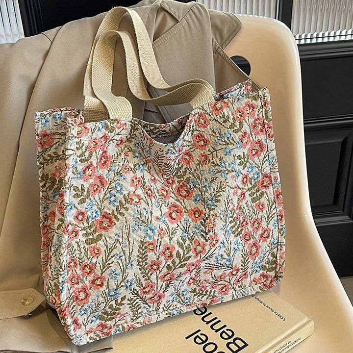 Floral Embroidered Canvas Tote Bag  1790617150