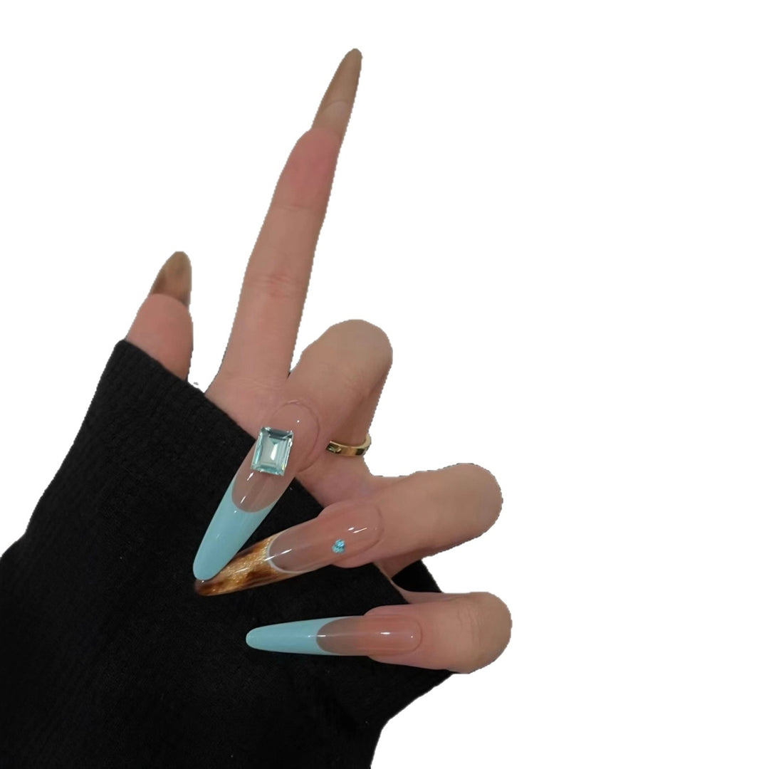 Elegant Stiletto Nail Extensions with Glitter Accents
