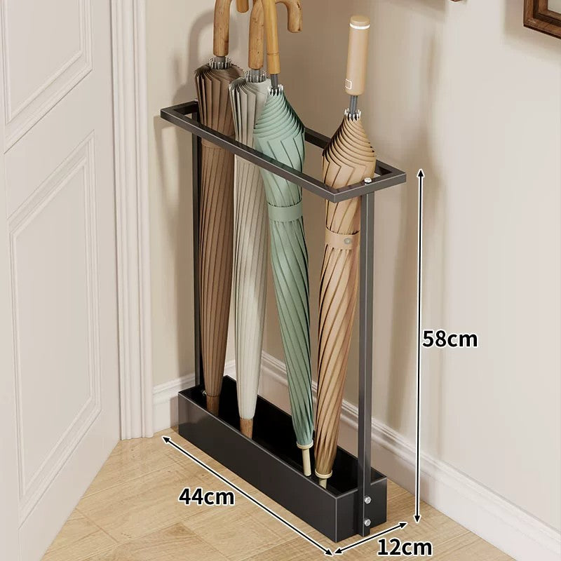 Wall-Mounted Slim Vertical Umbrella & Folding Umbrella Holder with Drip Tray