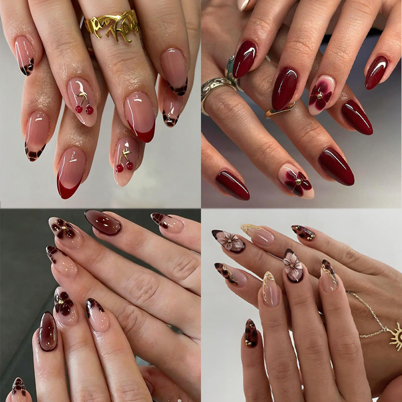 Nail art set with elegant floral designs and luxurious accents Kalsten