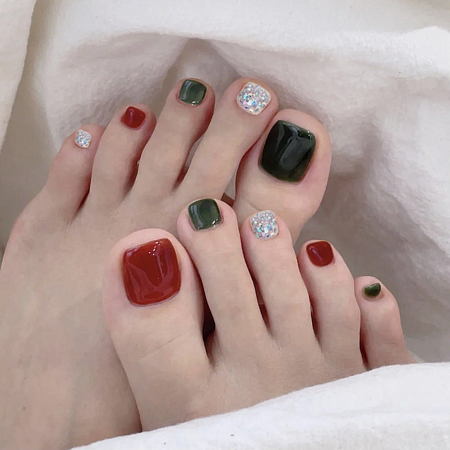 Premium Decorative Press-On Toenails with Crystal Accents Kalsten