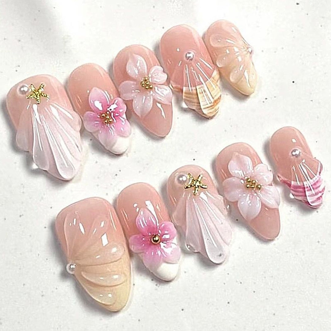 Elegant Floral Press-On Nail Art Set