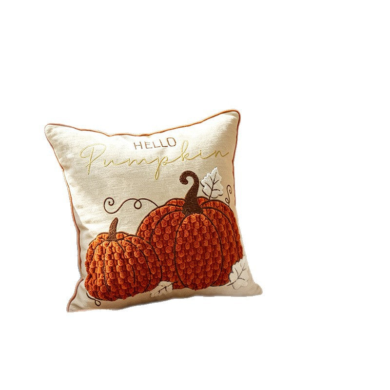 Decorative Autumn Pumpkin Embroidered Throw Pillow