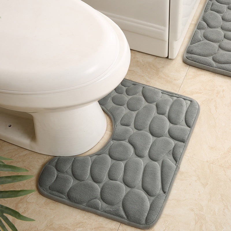 Textured Stone Pattern Bath Mat Set Kalsten