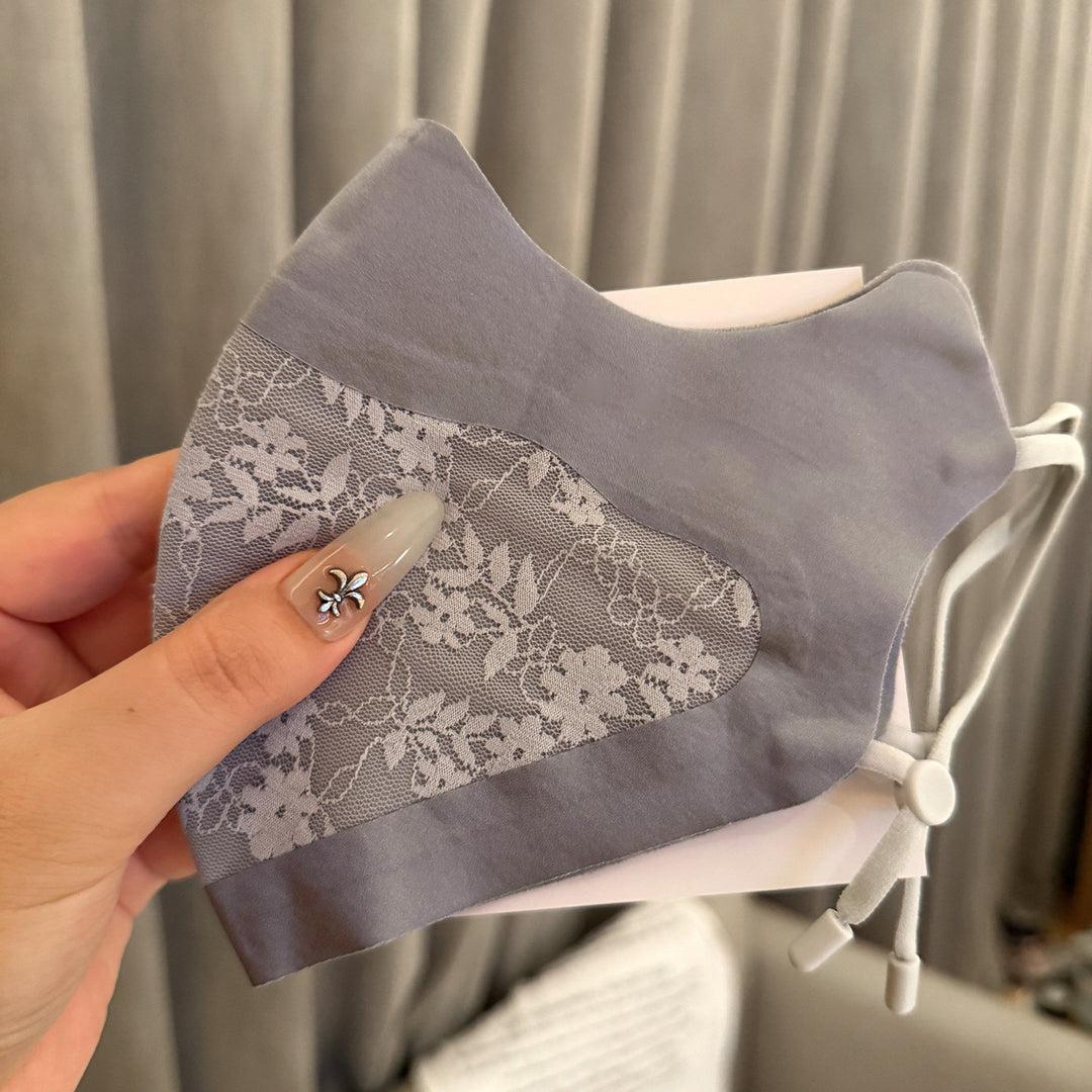 Lace-Panel Breathable Reusable Face Mask with Adjustable Ear Loops Kalsten