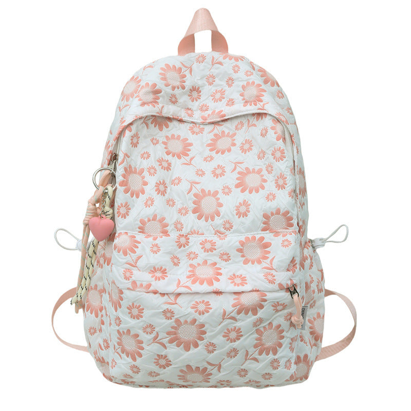 Floral Print Quilted Backpack