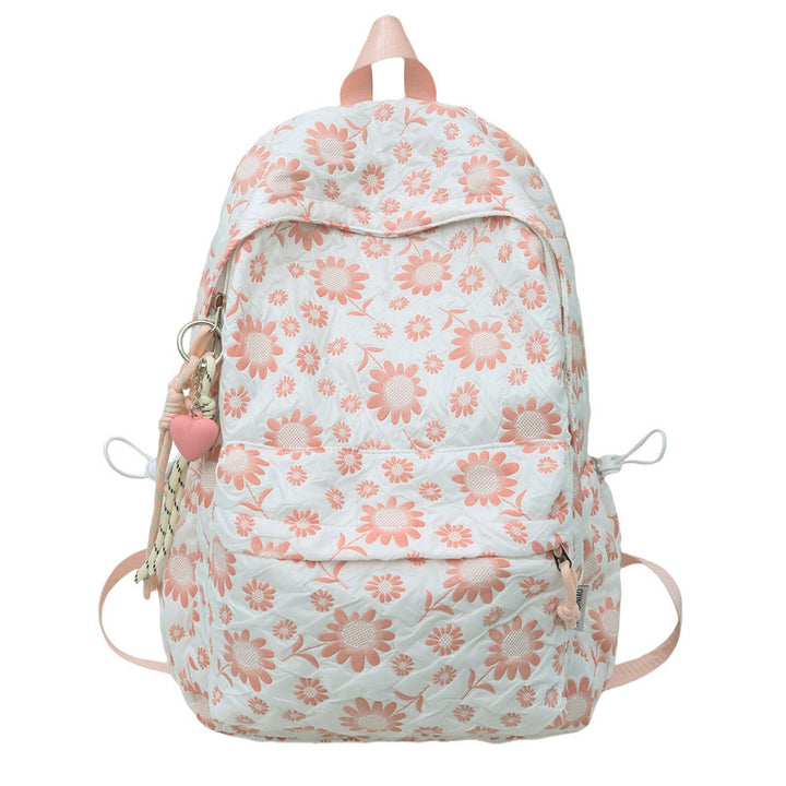 Floral Print Quilted Backpack