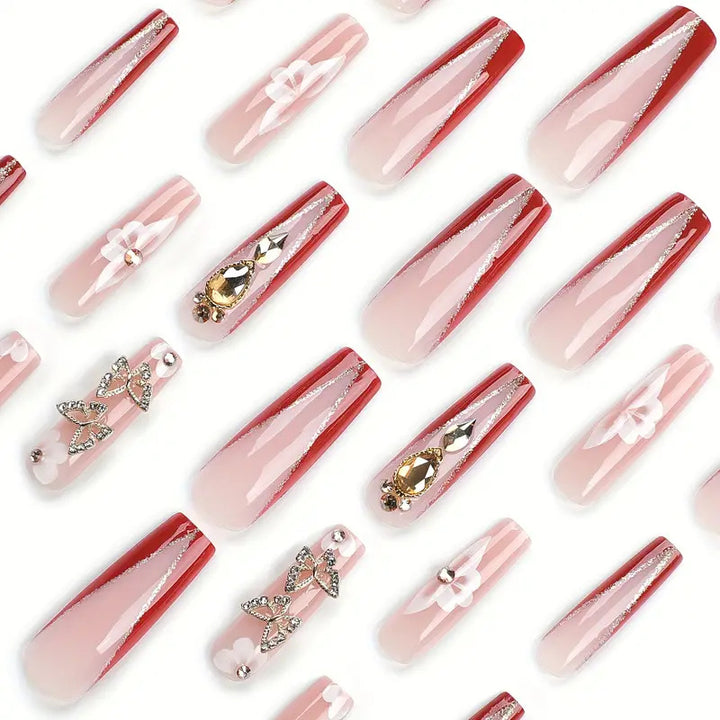 Glamorous Decorative Long-Length Press-On Nails Kalsten