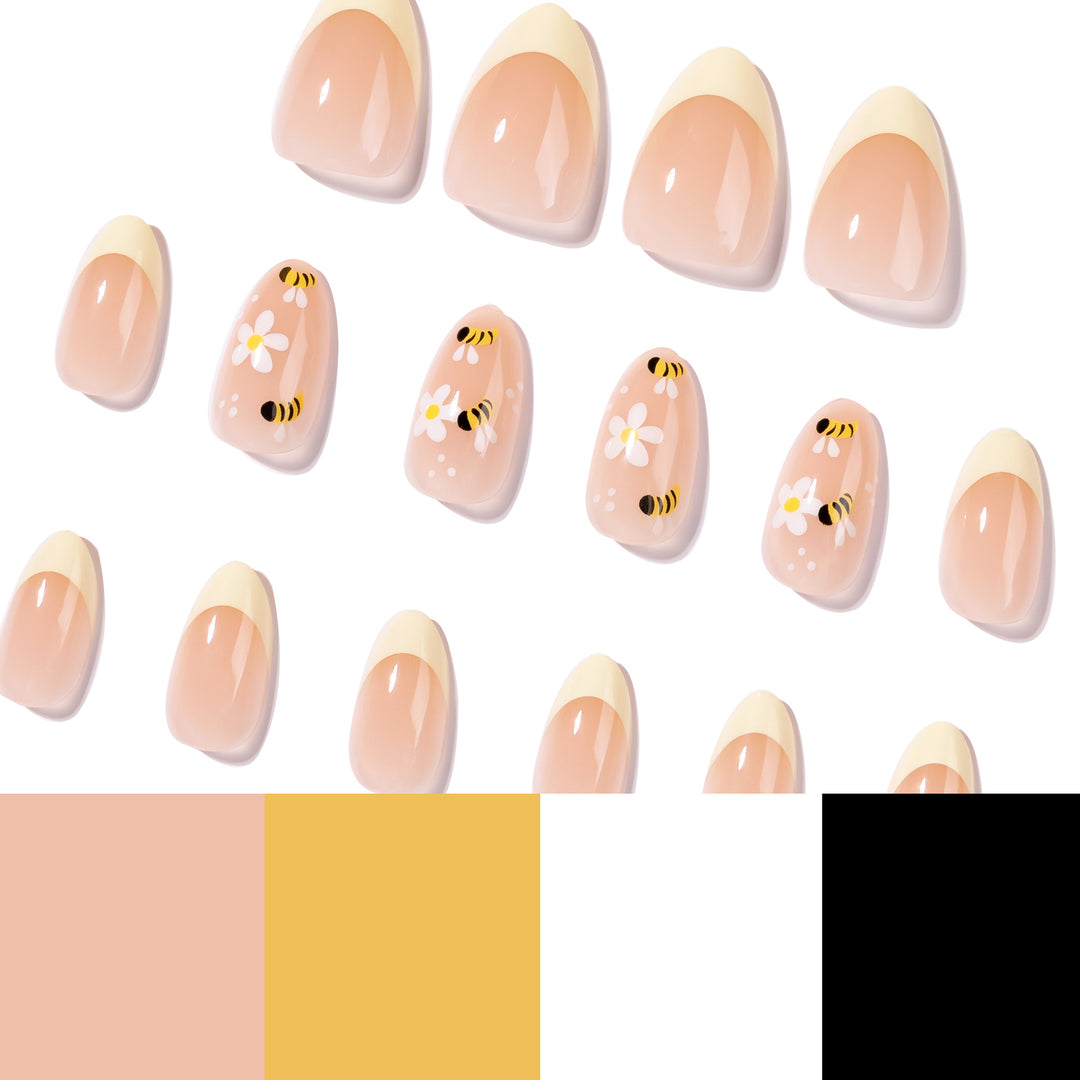 Artful Nail Art with Bee and Flower Design Kalsten