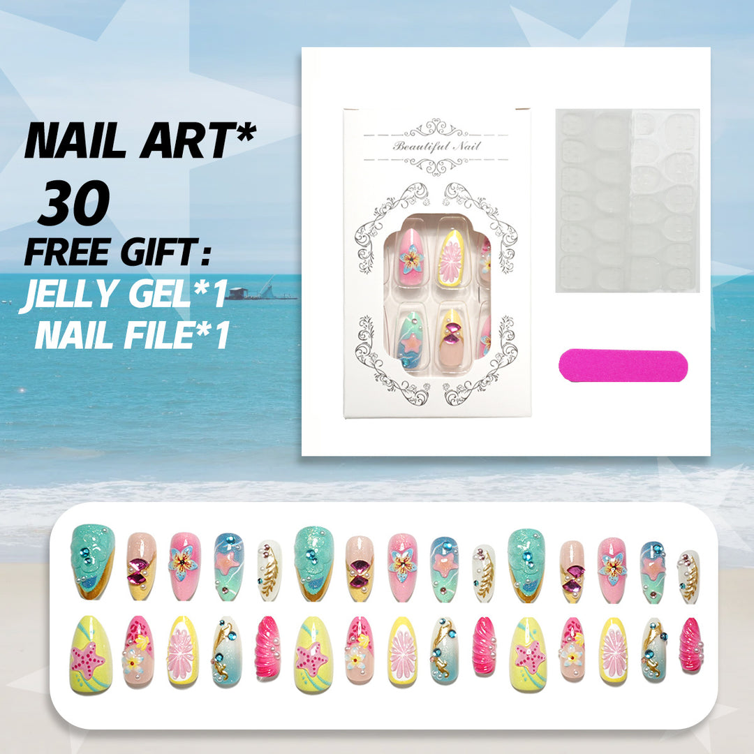 Decorative Press-On Nail Art Set with Accessories