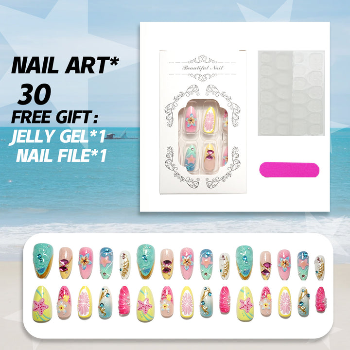 Decorative Press-On Nail Art Set with Accessories