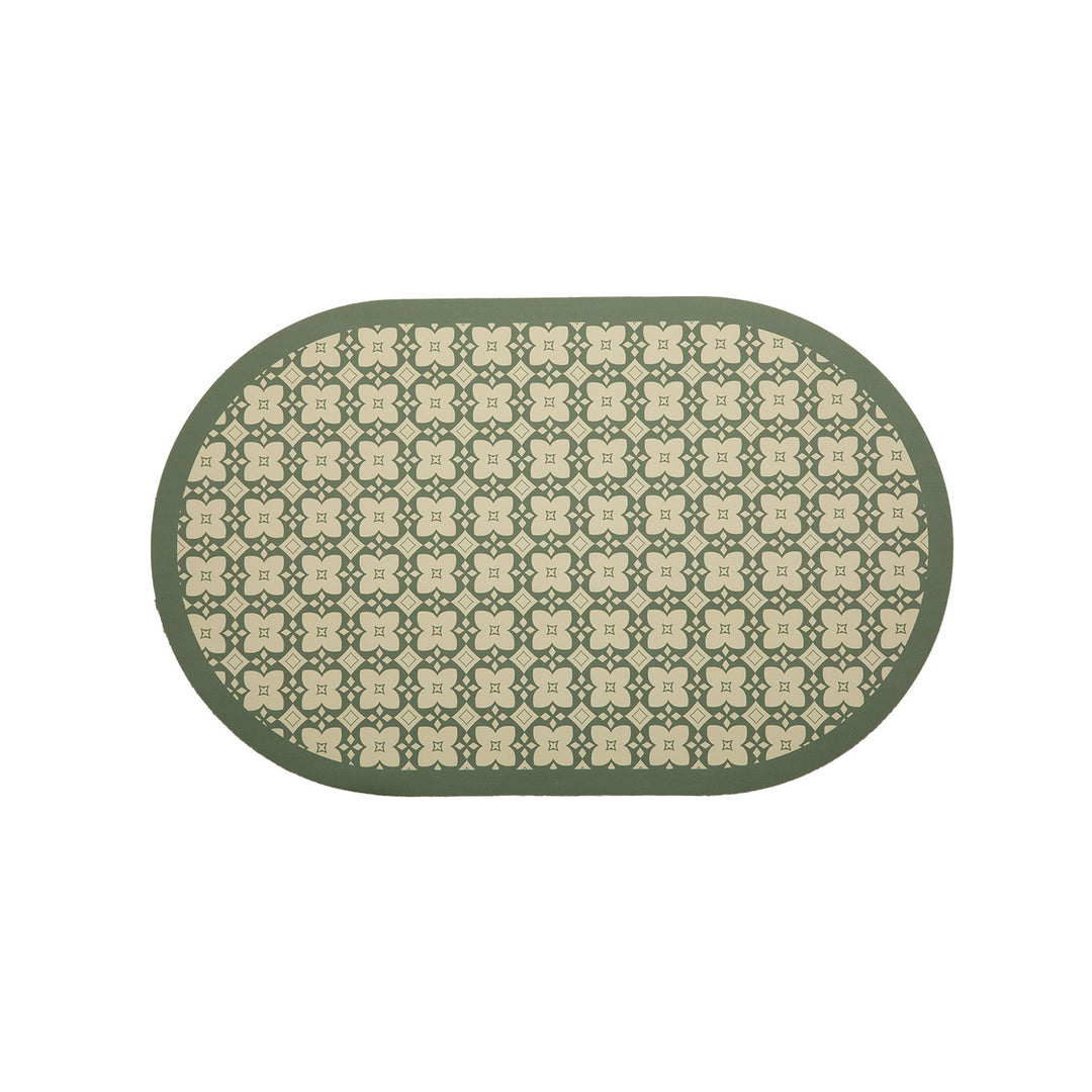 Oval wipeable placemat with embossed tulip pattern and non-slip underside Kalsten