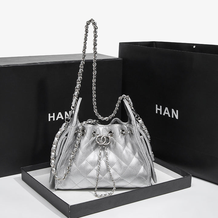 Elegant Quilted Drawstring Handbag