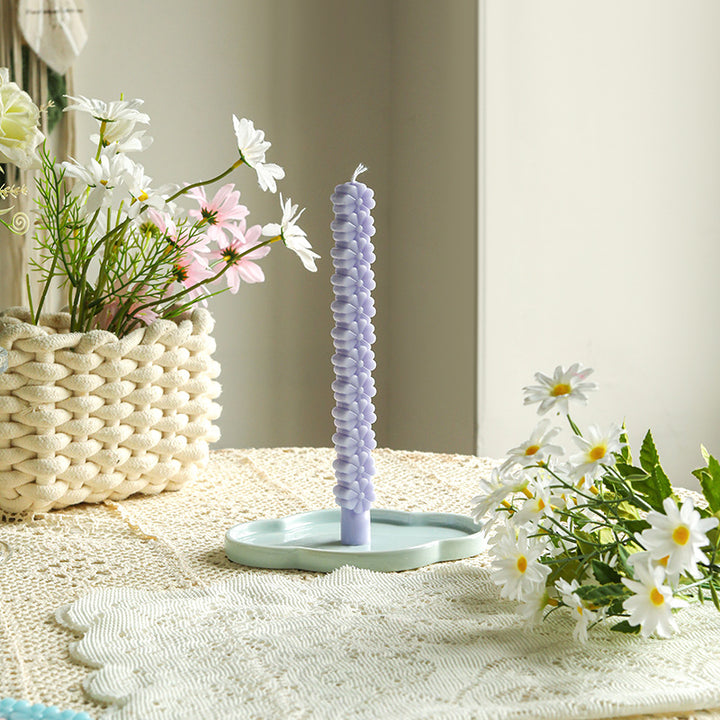 Sculptural Petal-Stack Taper Decorative Candle