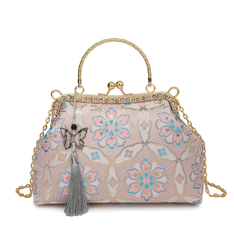 Vintage Floral Embroidered Handbag