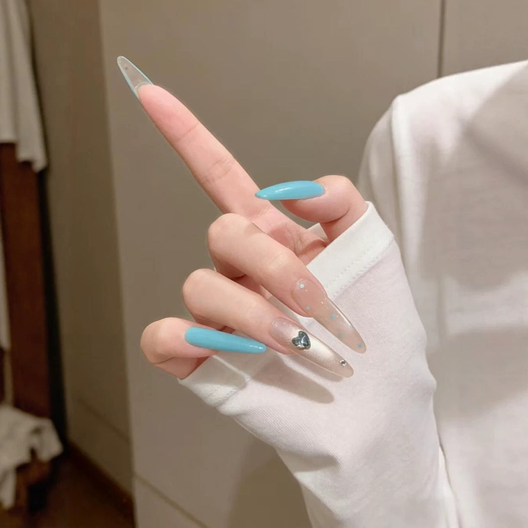 Stiletto Nail Art Extensions with Heart Accents