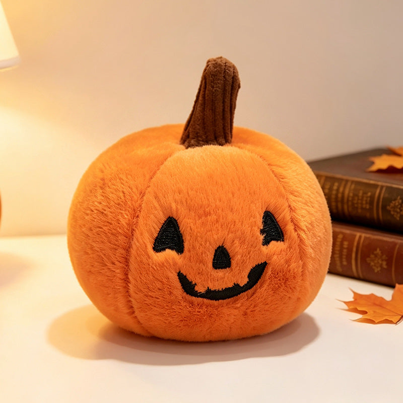 Cozy decorative pumpkin plush pillow with face and velvet feet
