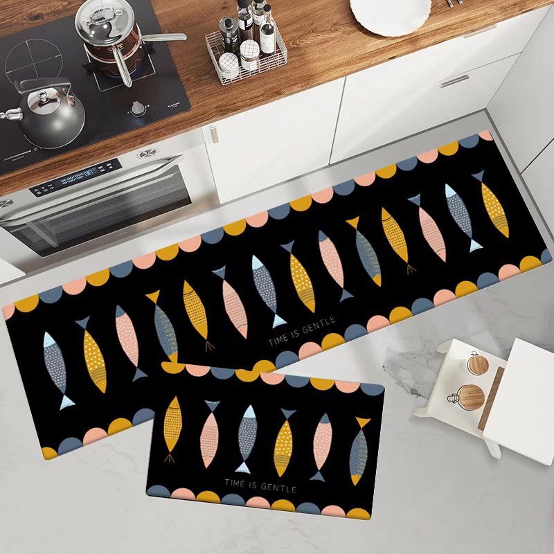 Marble-Pattern Kitchen Runner Mat Set Kalsten