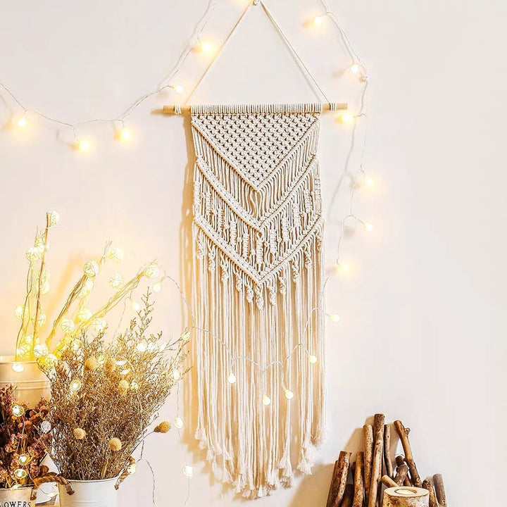 Macrame Wall Tapestry with Detailed Fringe Design Kalsten