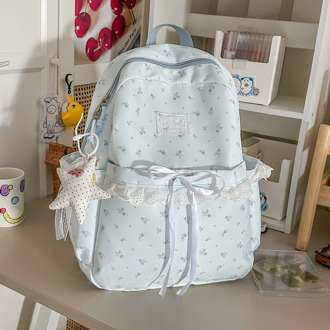 Whimsical Floral Embellished School Backpack Kalsten