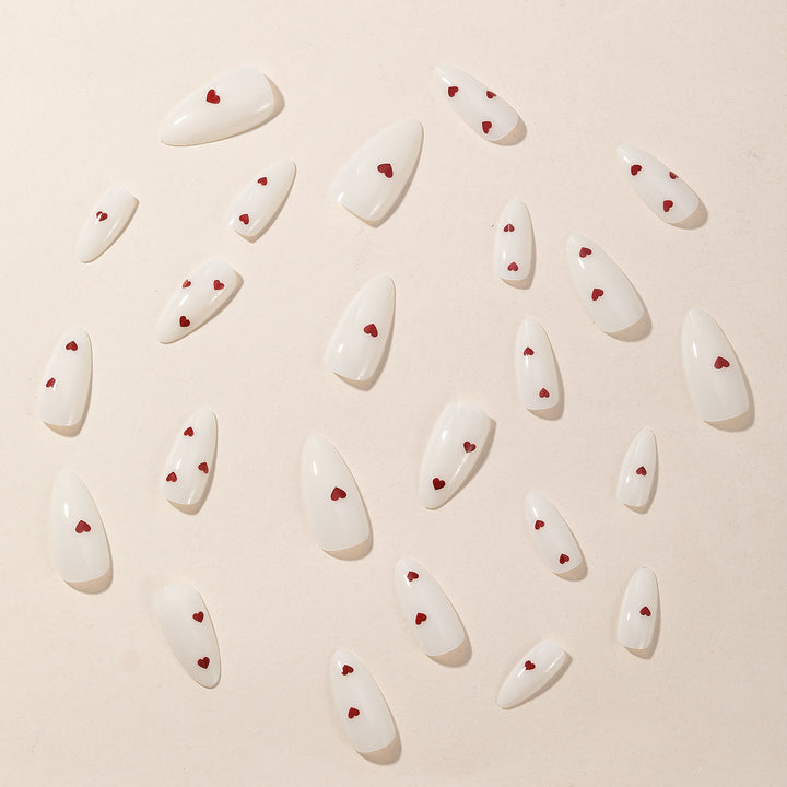Romantic Heart-Accent Gel Nail Art Extensions Kalsten