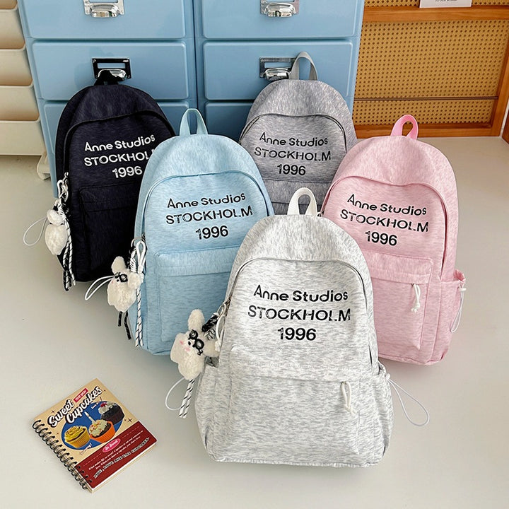 Casual Lightweight Backpack with Cute Plush Charm Kalsten