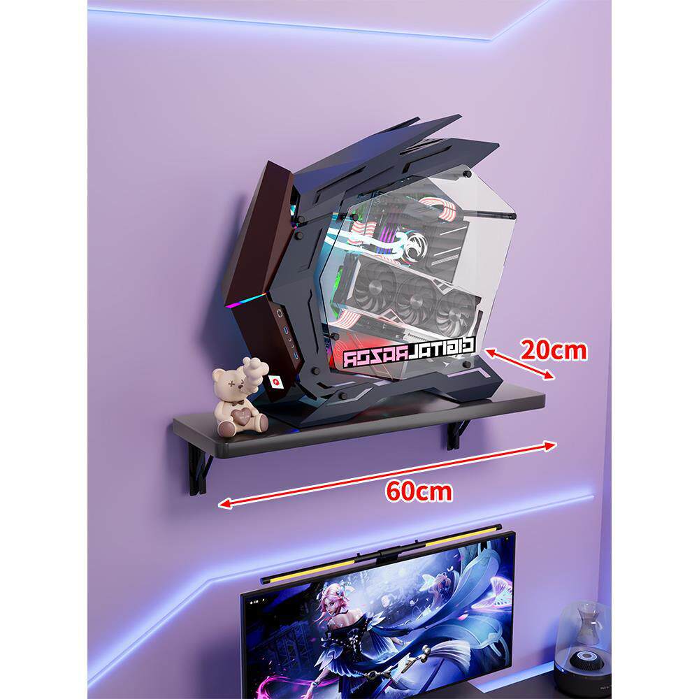 Wall-Mount Floating Shelf for Mid-Tower Gaming PC with Reinforced Brackets