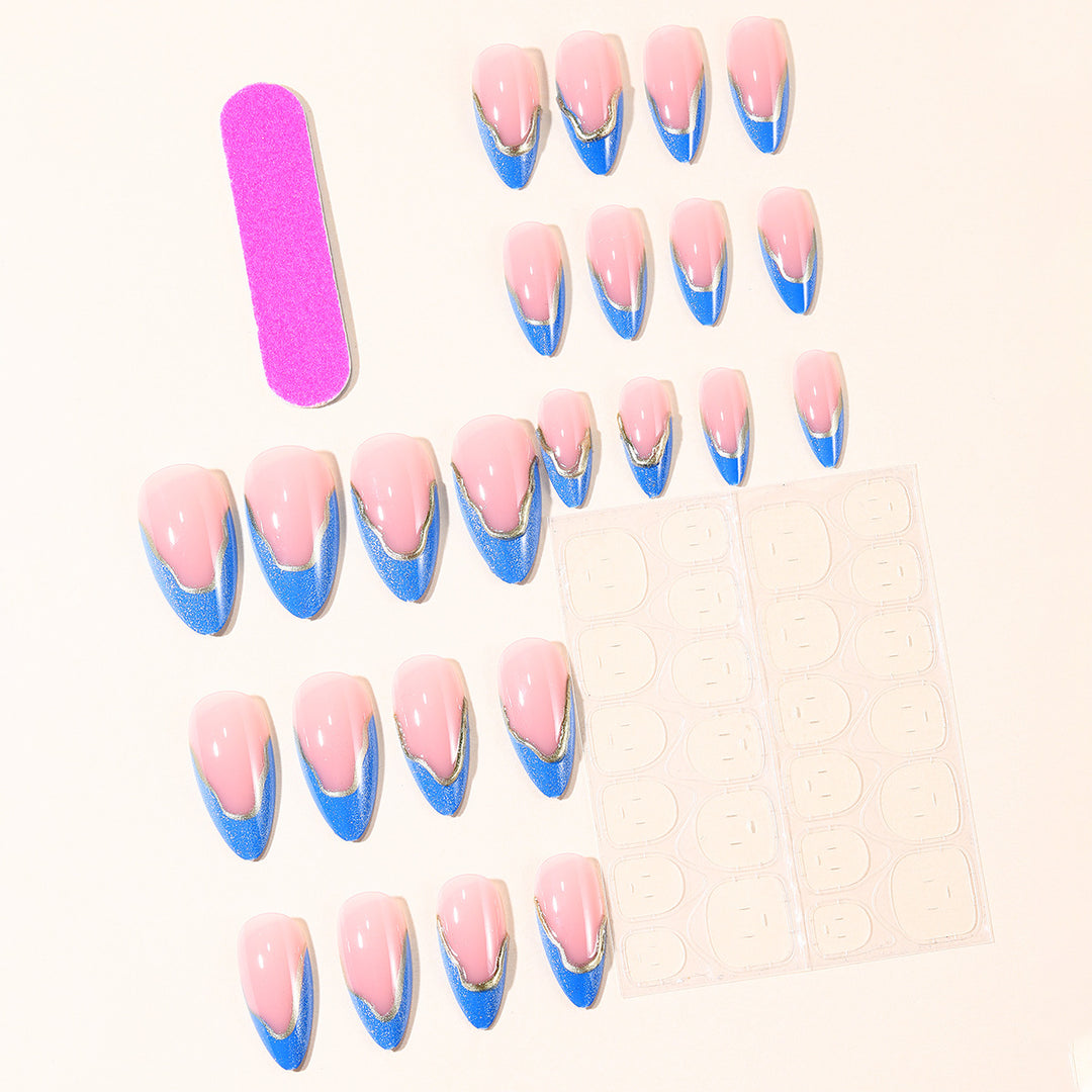 Luxurious Stiletto Nail Art Extensions with Gold Accents Kalsten