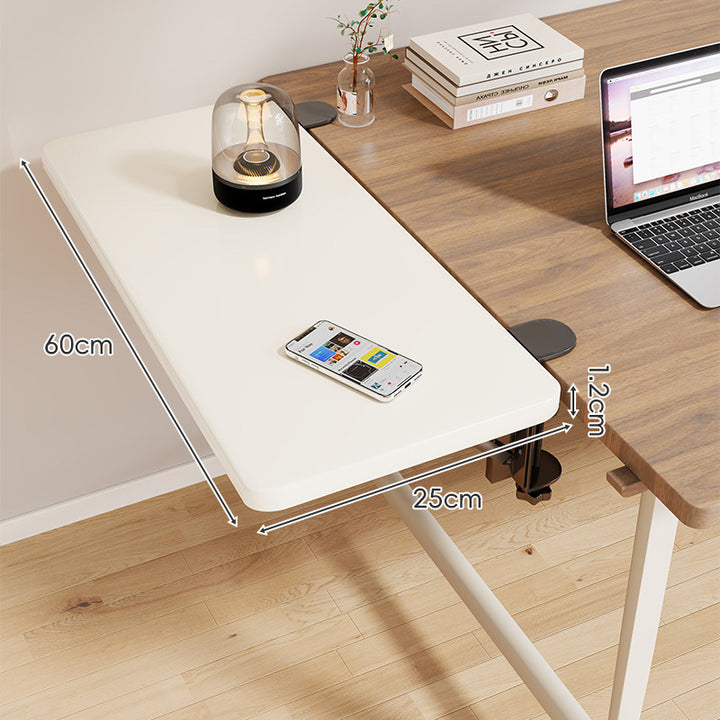 Clamp-On Adjustable Wooden Desk Side Shelf Extension with Foldable Bracket
